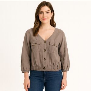 Self Esteem Taupe Y2K Vintage  Cropped Modern Boho Parisian Style RusticVibe SzS